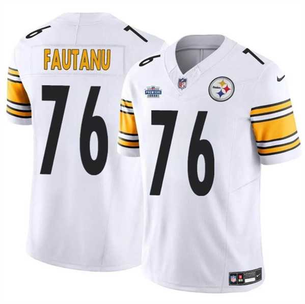 Men & Women & Youth Pittsburgh Steelers #76 Troy Fautanu White 2024 With Dradt Patch F.U.S.E. Vapor Limited Stitched Jersey